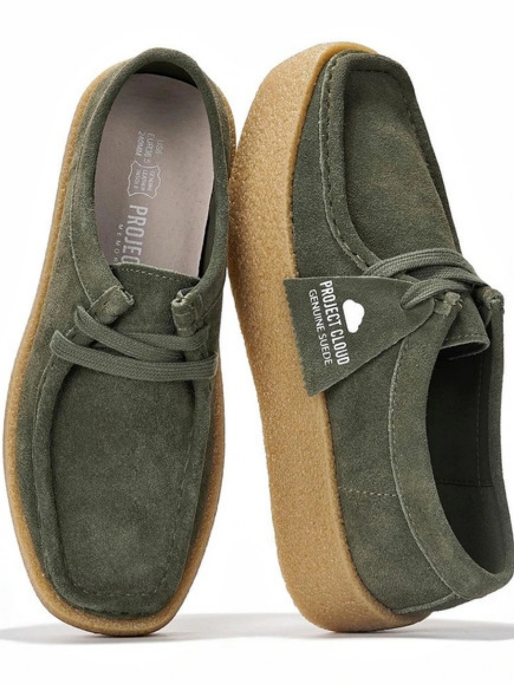 Project Cloud Wally Chunky Olive Green Suede Platform NWT